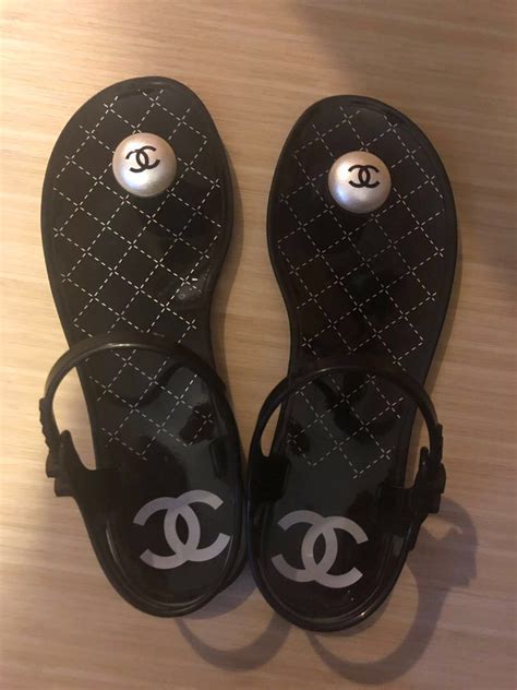 cheap chanel jelly sandals|flat chanel sandals women.